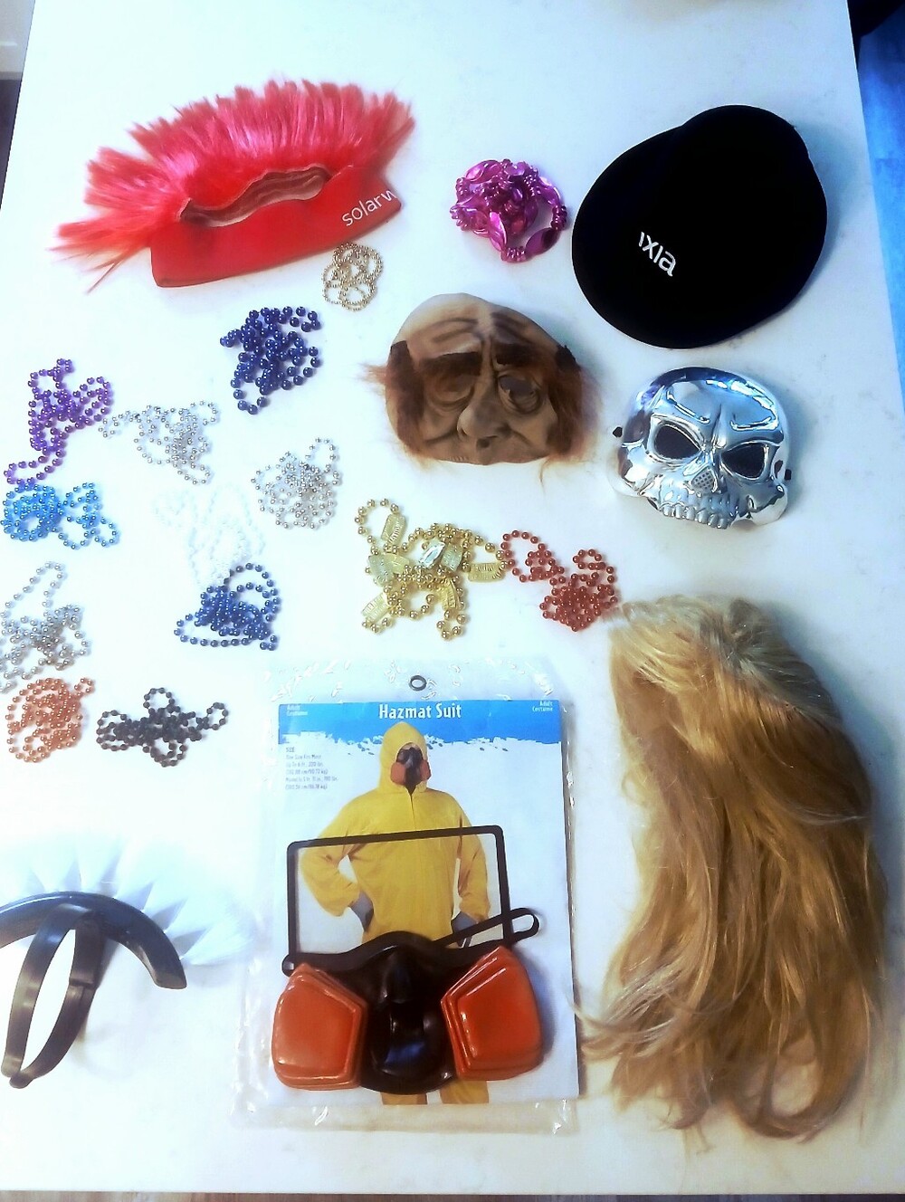 HALLOWEEN Accessory Bundle! Old Man & Skeleton Mask, Blonde Wig, Mohawks, Hat...